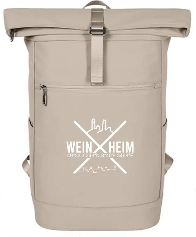 Rucksack Weinheim Koordinaten Kreuz (Druckfarbe weiß)